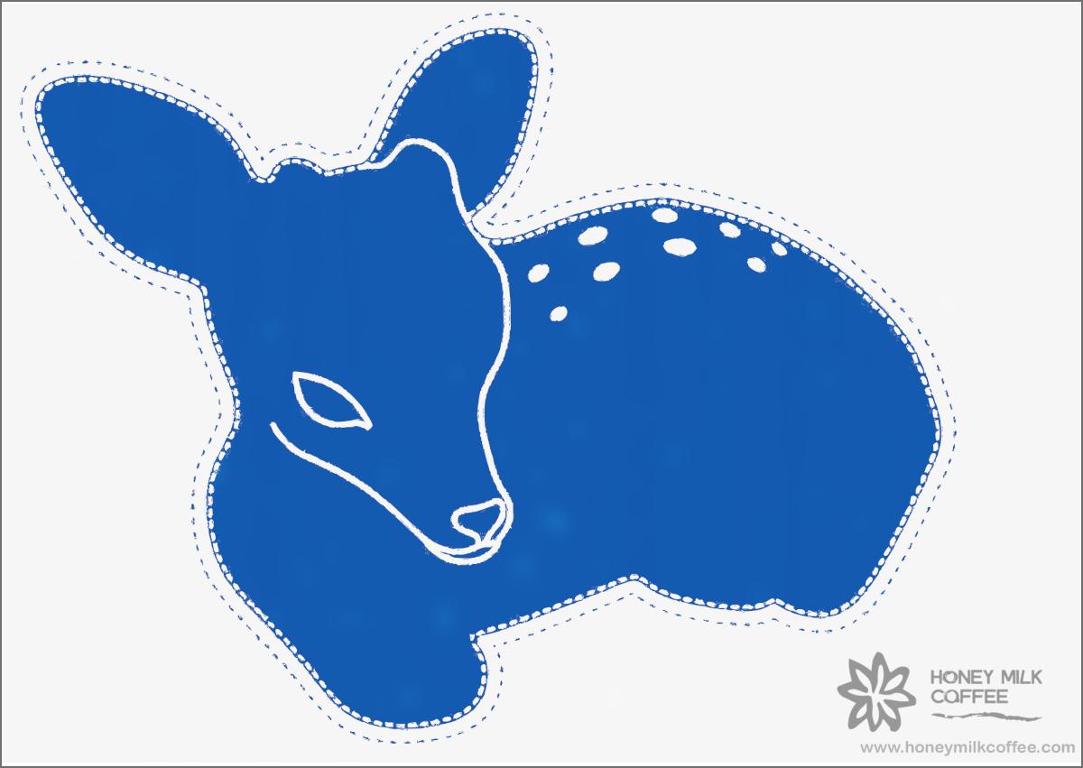 Blue Deer postcard design Honey Milk Coffee free download
